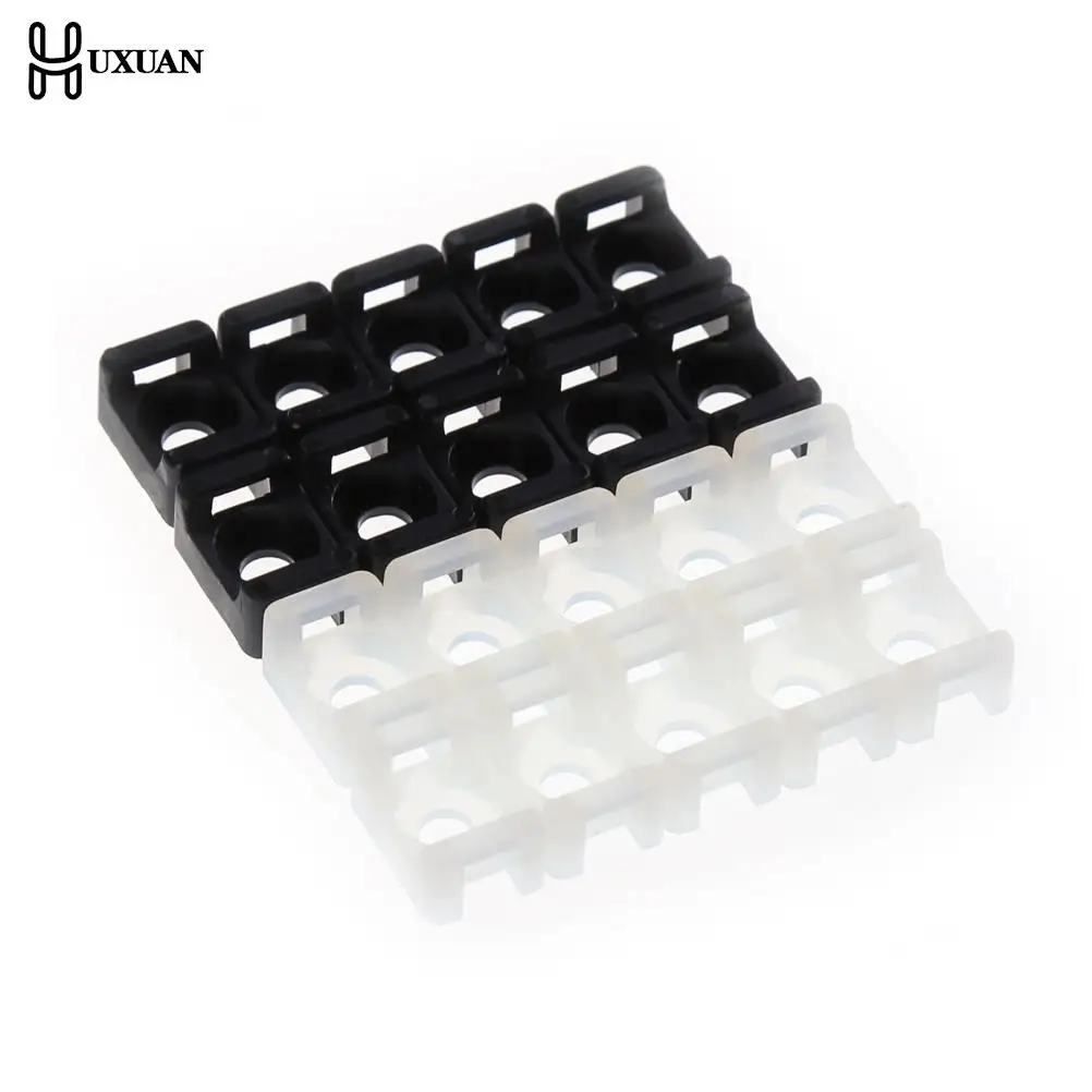 100PCs 4.6mm Cable Tie Mount Wire Buddle Saddle Type Plastic Holder White Black cable organizer cable ties cable tie nylon zip ties cable mount holder cable tie mount