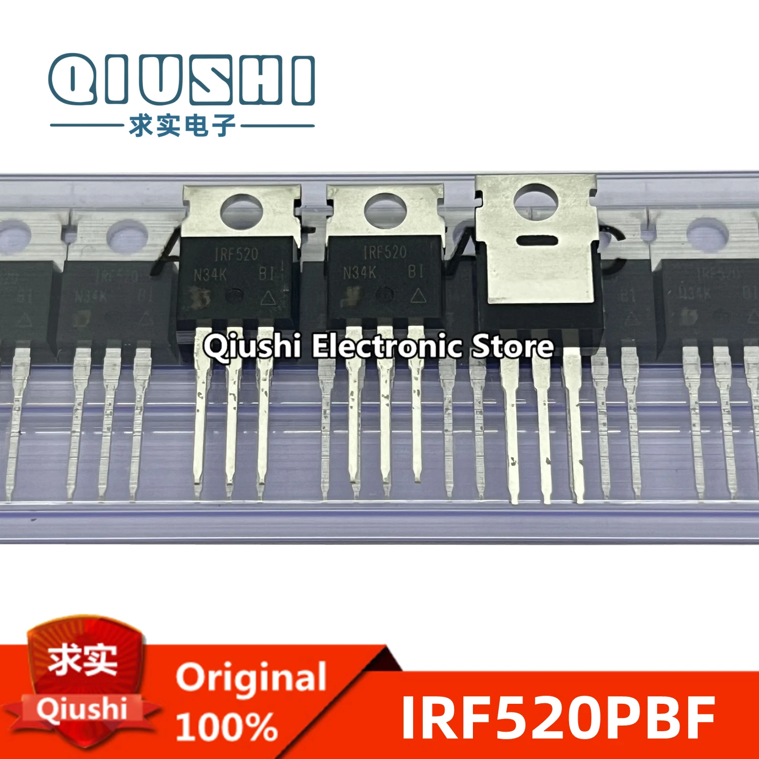 Lot 10 Transistors MOSFET IRF520N - TO-220, Puissance, Marque IR, Pour électronique