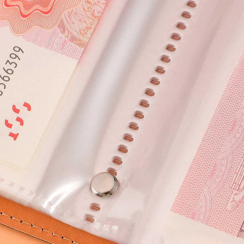 PU Leather Budget Binder Notebook Cash Envelopes System Binder Pockets Money Budget Saving Bill Organizer Money Clip leather bill organizer