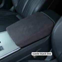 Premium Car Center Console Armrest Box Protective Cover - Audi Accessories - 13 - 18 S6 (Suede black line)