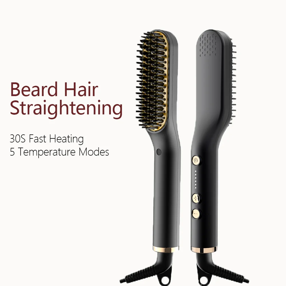 ANLAN Beard Hair Straightening Brush Hot Heated Comb Men Beard