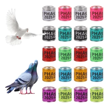 PHA 2025/2026 Pigeon Foot Ring Inner Diameter 8mm with Number Aluminum Plastic Bird Foot Ring Multicolor Bird Accessories 100Pcs