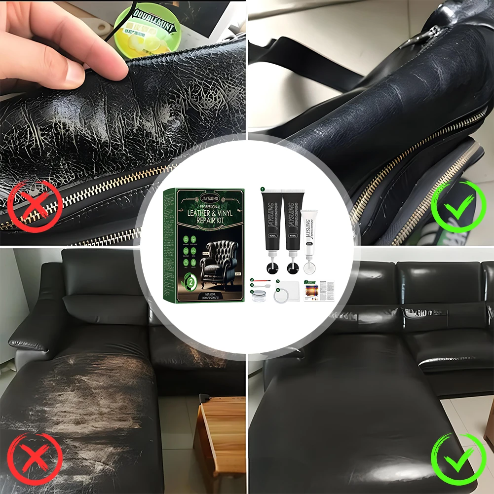 Leather Repair Kit Black Leather & Vinyl Repair Kit Leather Scratch Repair Kit Car Cream for Furniture Couches Boots and Purse