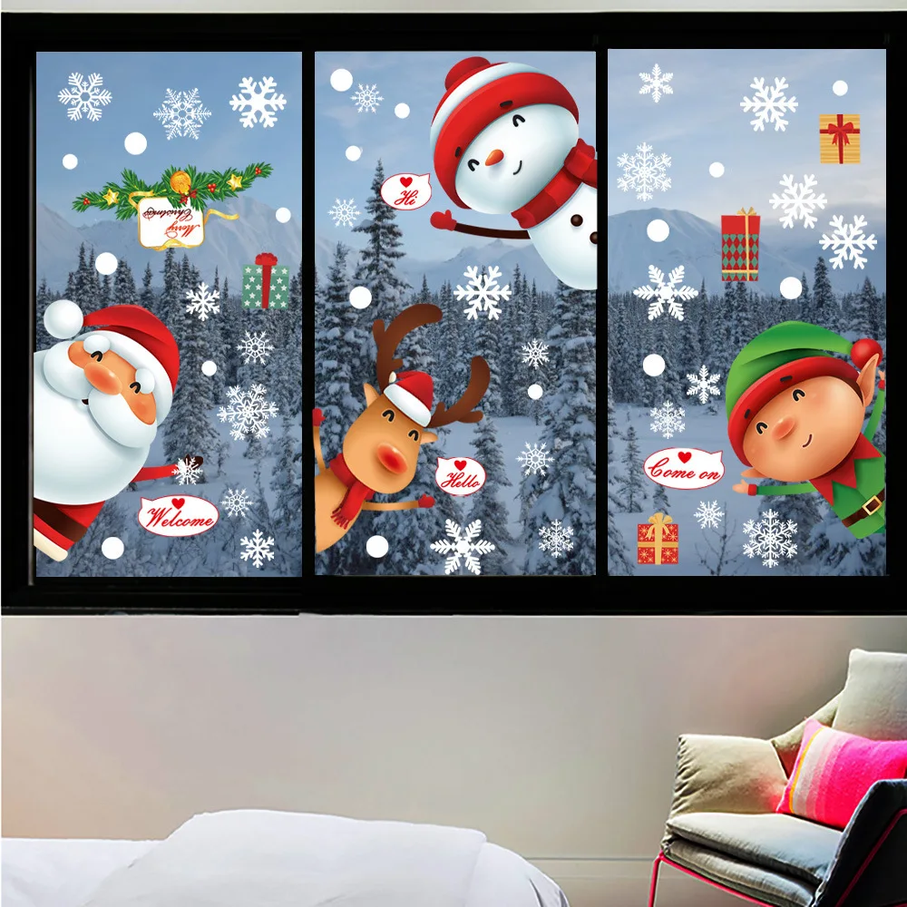 Christmas Window Clings Snowflakes Window Decals Static Stickers For Christmas Decorations Ornaments