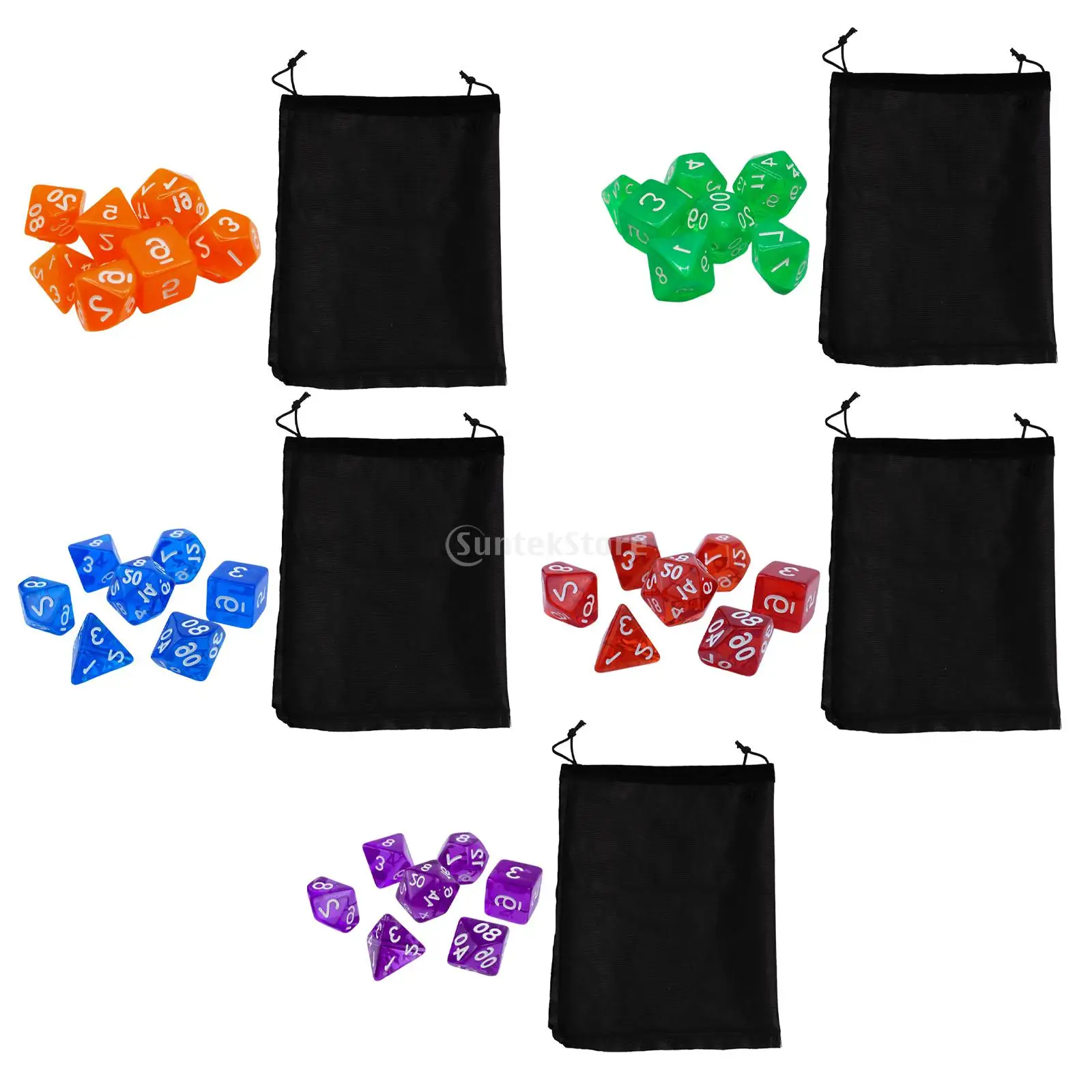 

7Pieces DND Polyhedral Dices Set W/ Pouch D4 D6 D8 D10 D12 D20 Math Teaching Aids for Role Playing RPG MTG Table Board Games