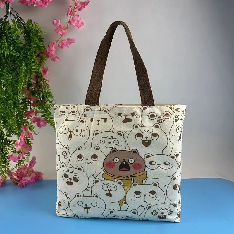 

Холщовая Сумка с принтом для женщин, саквояж на плечо, школьные ранцы для студентов, повседневный вместительный тоут