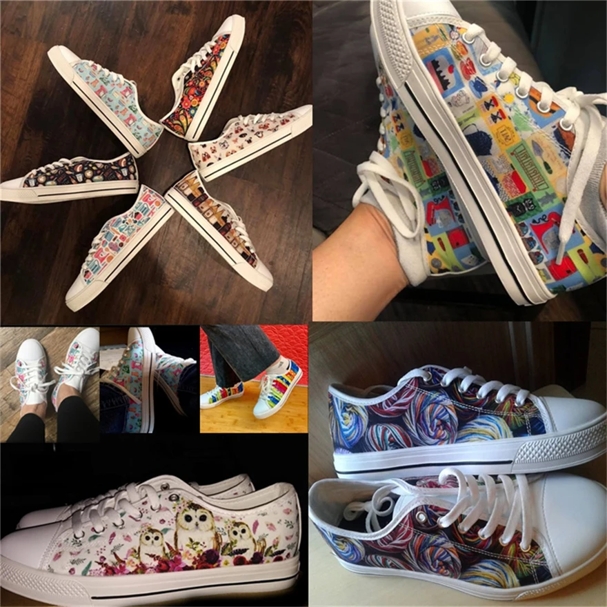 Summer Autumn New Sneakers For Ladies Casual Flat Shoes Hot Running Horse Art Pattern Print Classic Lace Up Low Top Canvas Shoes
