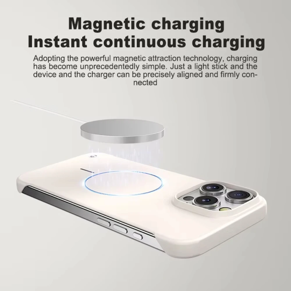 Frameless Matte Magnetic Shockproof Phone Case with Magsafe Compatibility