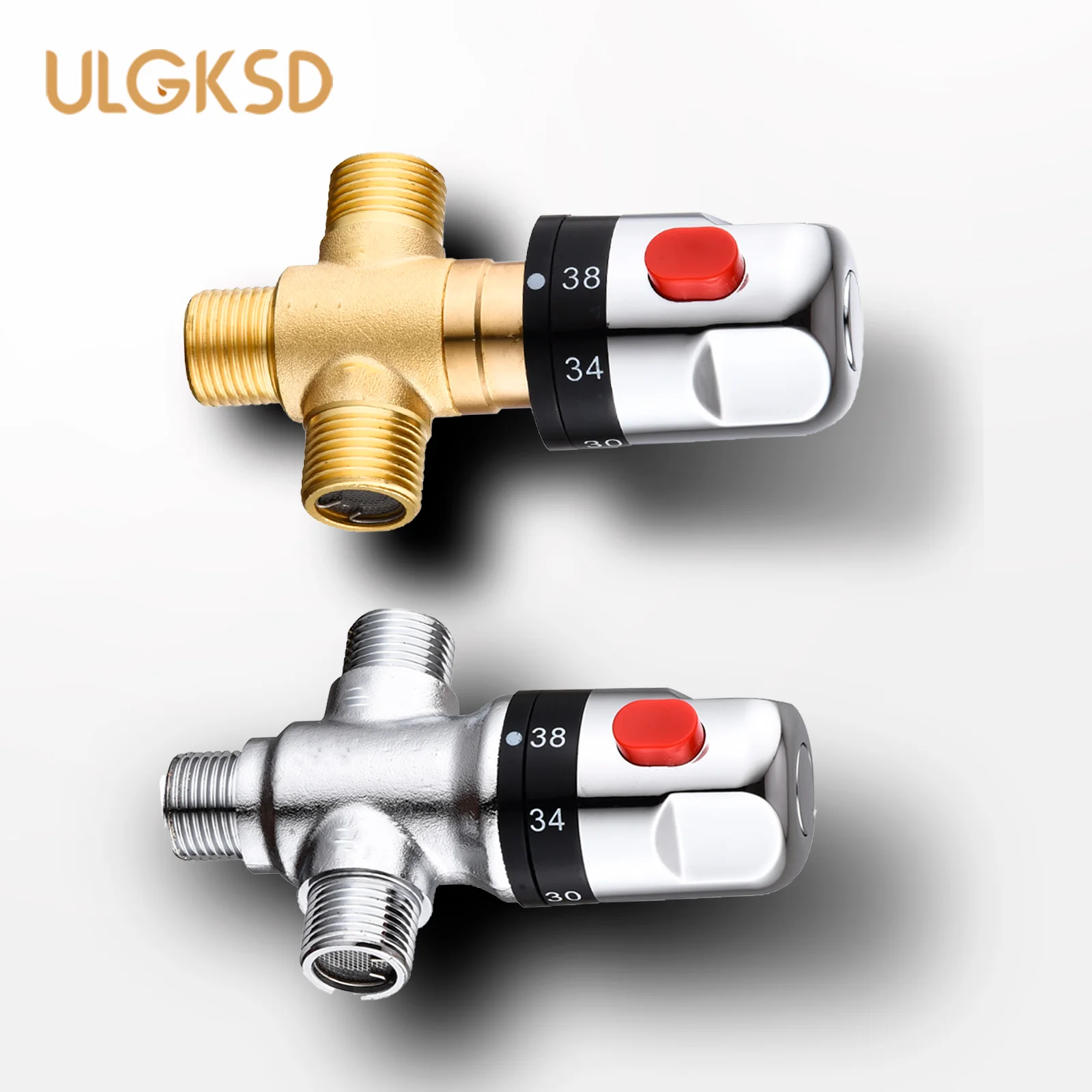 ULGKSD Thermostatic Brass Cartridge G1/2 = DN15 Mixer Valve Hot Cold Water Temperature Control Mixing Bathroom Accessories