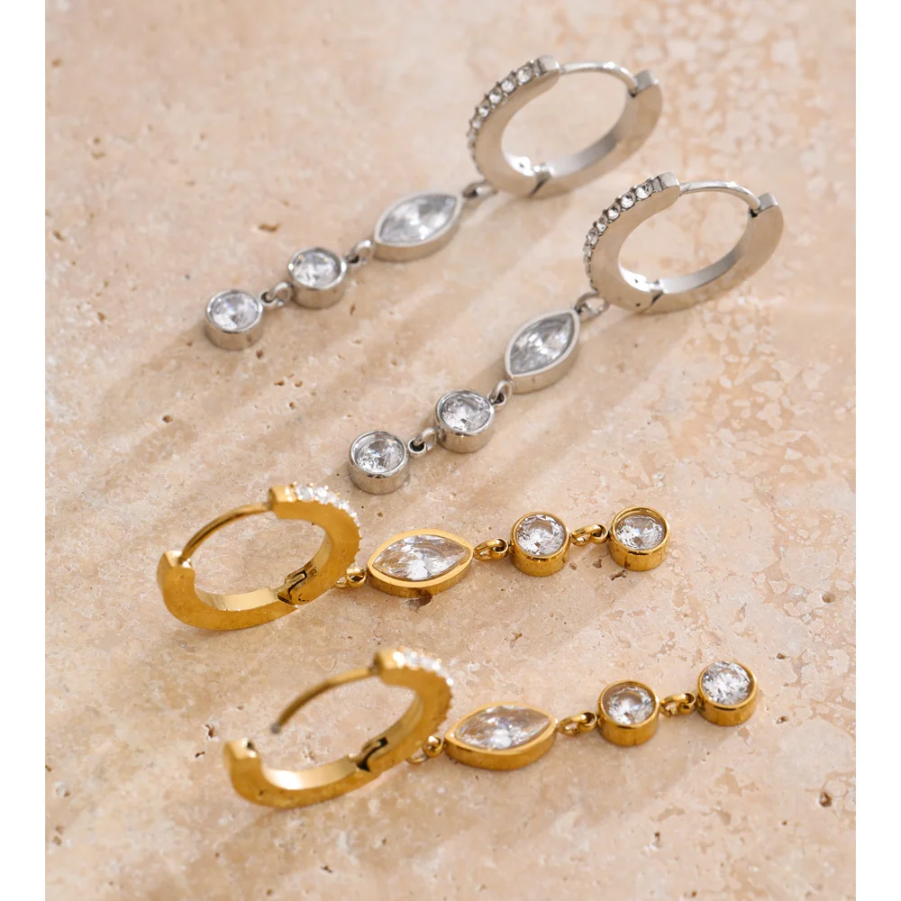 Yhpup Cubic Zirconia Chain Drop Dangle Earrings