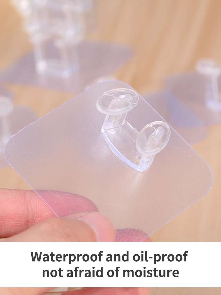 20/40pcs Haken Netz stecker Halterung ordentlich hängende Rack PVC Wand haken starke Haftung nahtlose transparente wasserdichte Küche Bad – Detail 5