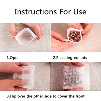 100 Pack Magik Disposable Filter with Flip-over Seal  Empty Teabags Herb Loose Tea Bag 5