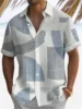 Summer retro plaid print pattern short sleeved lapel single breasted shirt Hawaiian shirt casual men's top comfortable fabric 4