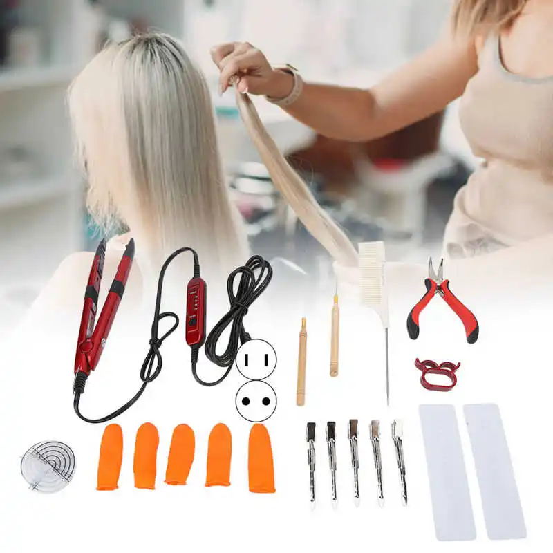 

Hair Extension Iron Kit Constant Temperature Stable Heating Prevent Sticking for Professional Hairdresser and Beginners Use