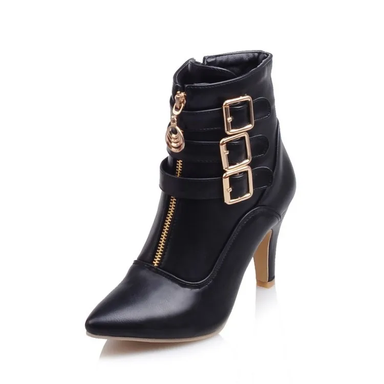 Sexy Autumn Women's Boots Ladies Platform Shoes Slender heel Heel Stretch Black Ankle Boots for Women Belt buckle women Boots
