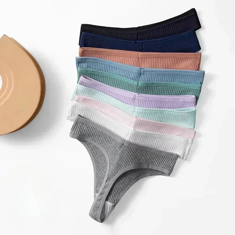 Women's panties cotton striped sports thongs lingerie