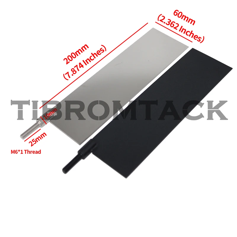 Ru/Ir 코팅 티타늄 양극판 + 순수 티타늄 음극판(200x60x1mm) 단자 포함 전기 도금 무료 배송