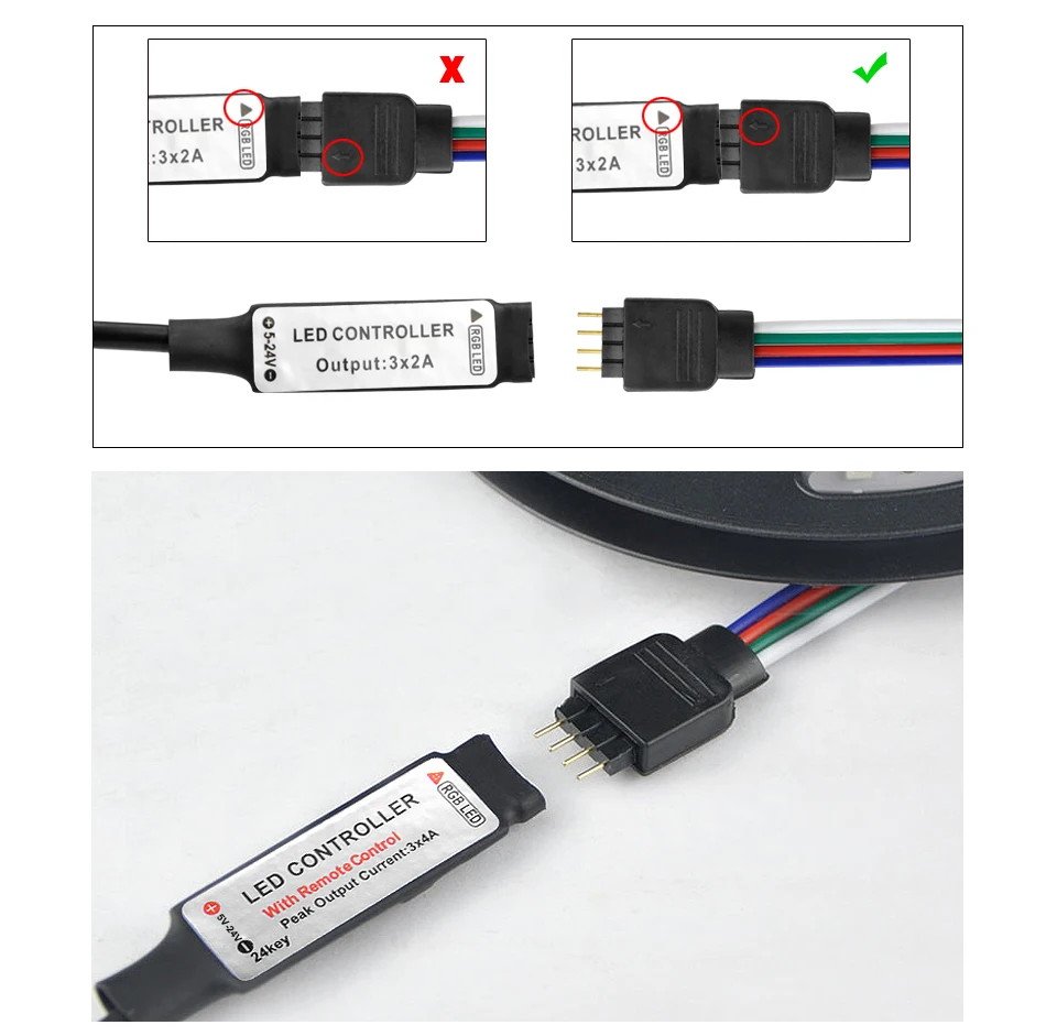 USB-RGB-Controller für 5 V LED-Streifenlicht, Mini-3-Tasten-Schalter, 24 Tasten, IR-Steuerung, 17 Tasten, RF-Fernbedienung für Heimdekor-Beleuchtung – Detail 8