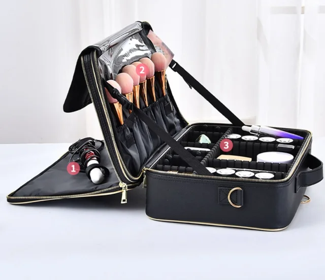 Neceser de viaje para mujer, bolso de belleza, Maleta de maquillaje, estuche  de cosméticos profesional, bolsa de maquillaje de 3 niveles - AliExpress