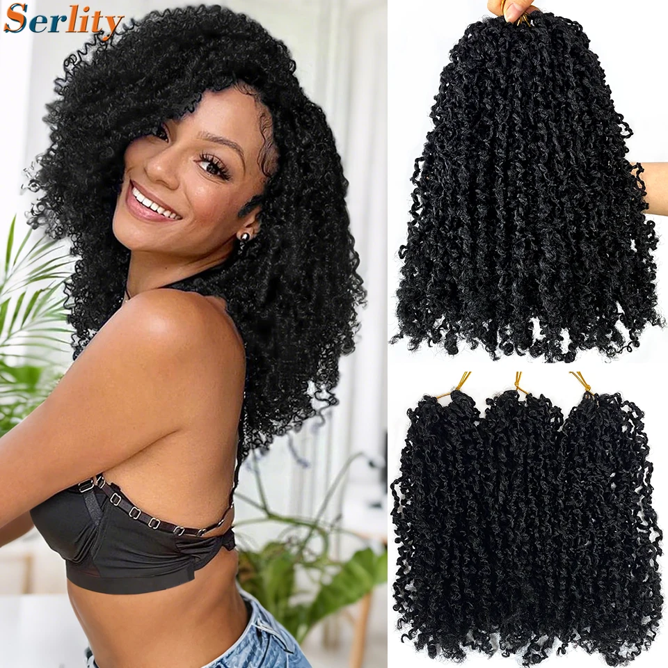 12 Inch Yanky Twist Crochet Hair Extensions 1BH30 Pre-twisted Passion Twist Crochet Hair 30 Strands/PCS Synthetic Braiding Hair 3