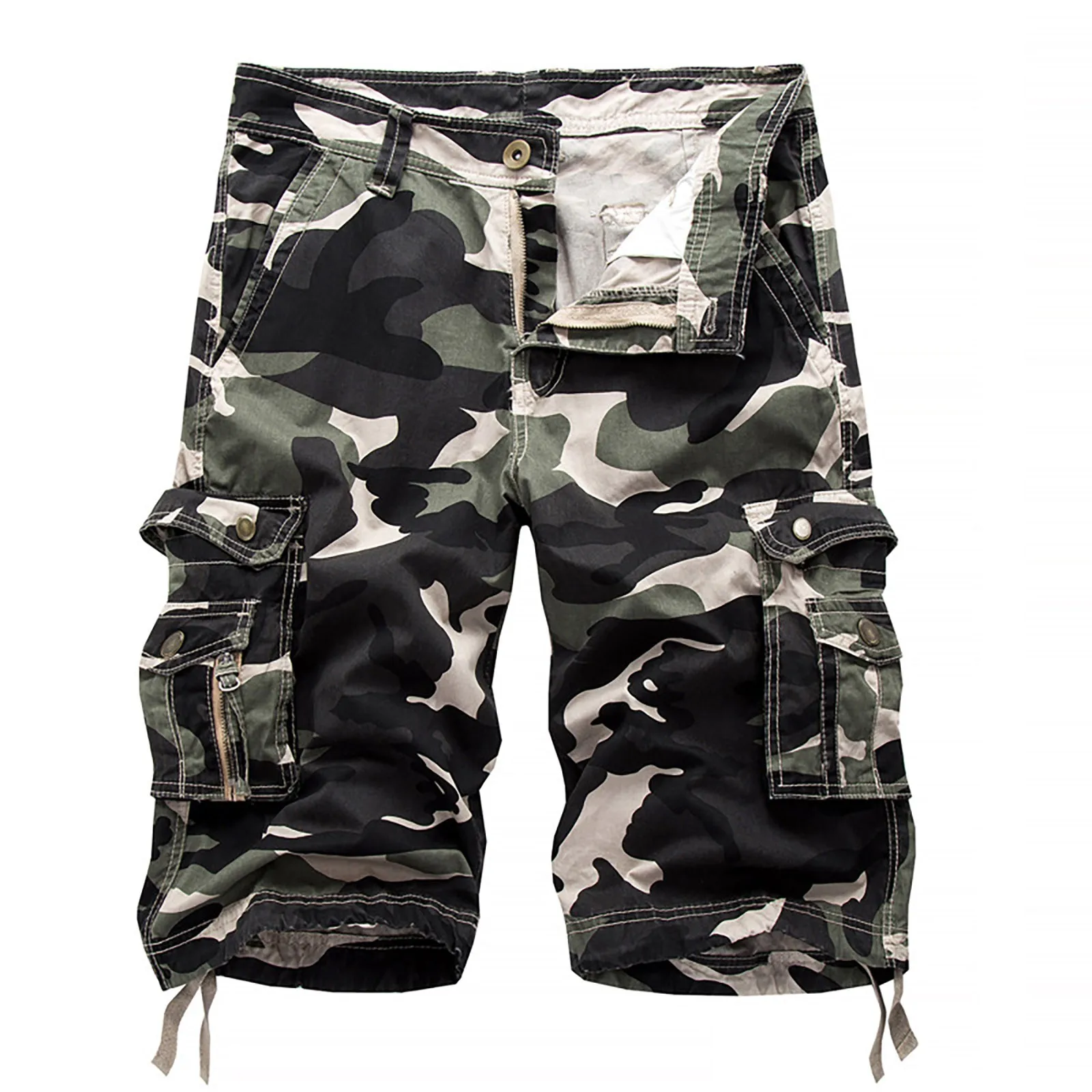 2024 Male Cargo Shorts Summer Fashion Camouflage Multi-Pocket Homme Casual Shorts Pantalones Cortos Men Casual Loose Wear