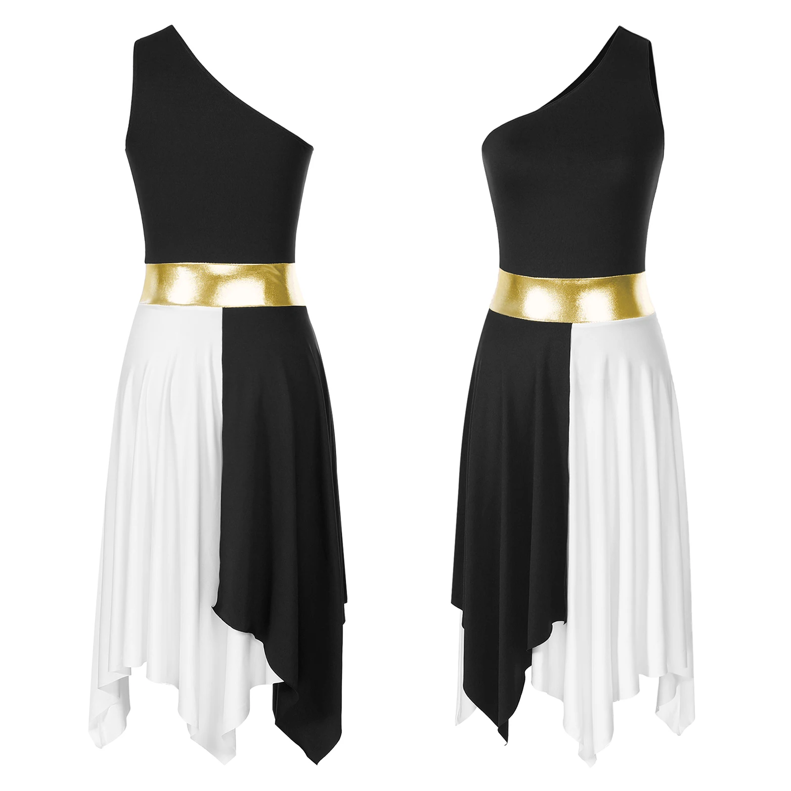 thumbnail image 1 of Vestidos de baile de alabanza de ballet para mujer, vestidos con dobladillo irregular sin mangas y cuello en V, ropa de baile, vestido de baile litúrgico moderno para fiesta de graduación, 1 of 5