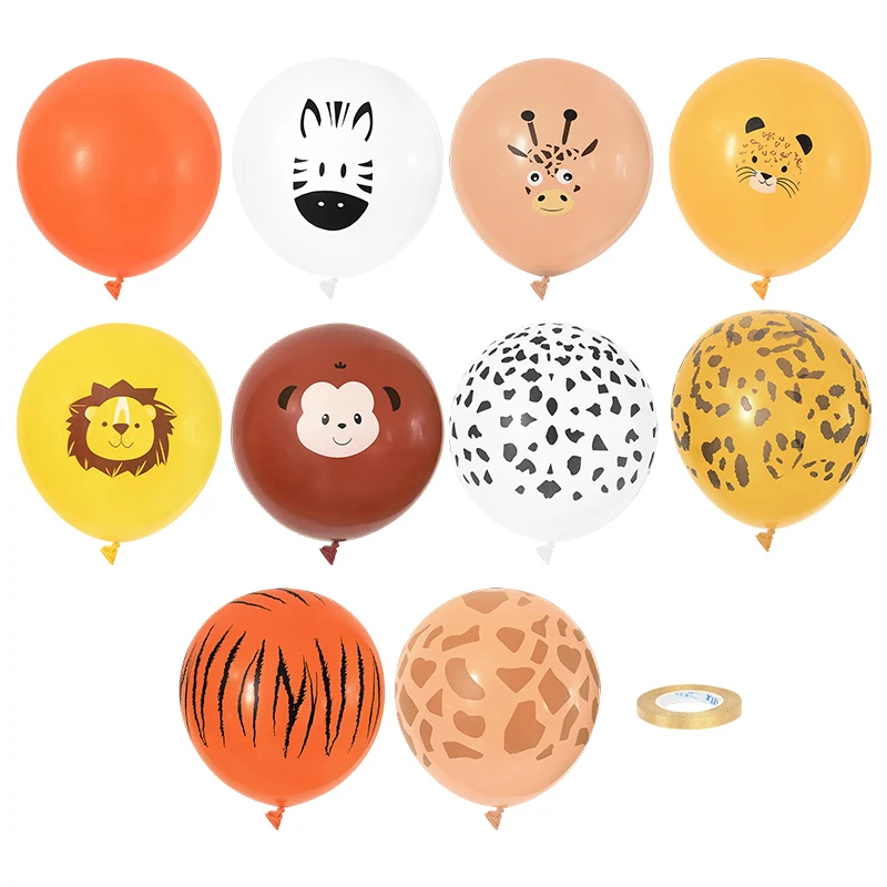 

10pcs 12inch Jungle Wild Animal Zebra Lion Tiger Balloons For Birthday Party Decora Balloons Animal Theme Birthday Party Balloon