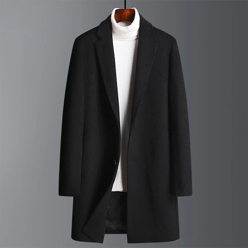 

Man Winter Thick Warm Woolen Coat Boys Long Woolen Blend Coat Boys Oversized Overcoat Plus Size Black Button Up Overcoat Xxxl