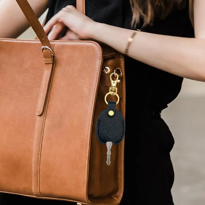 Leather Key Protector Car Key Loop Replacement Vintage Key Sleeve Stylish Keychain Leather Leather Key Sleeve For Women Men 2