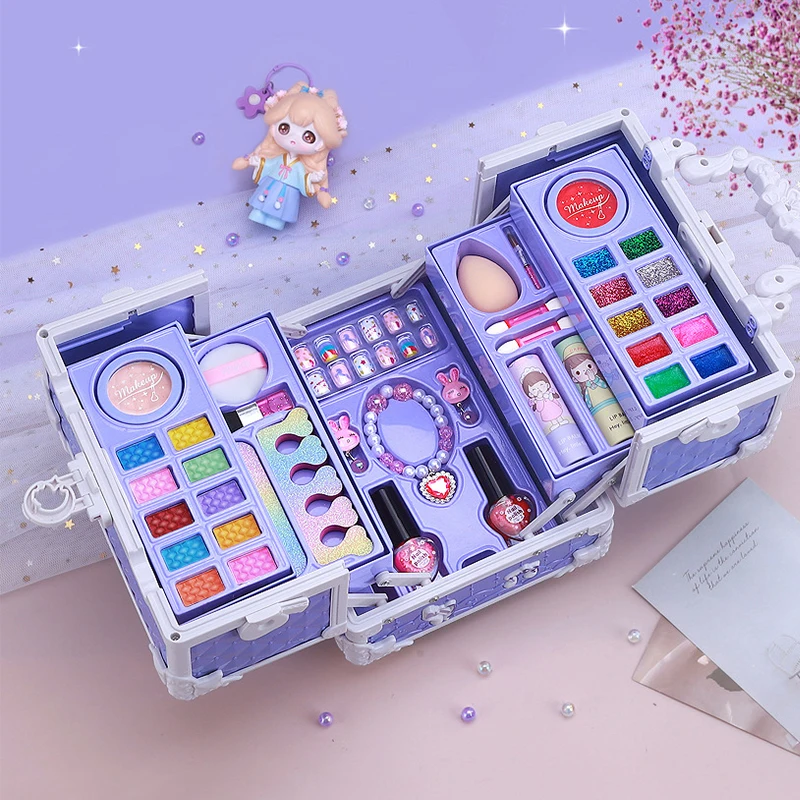 Girl Simulation Pretend Princess Makeup Toys Play House Children Cosmetics Lipstick Eyeshadow Set makeup toy princess pretend toys For Kids Party Cosplay Game