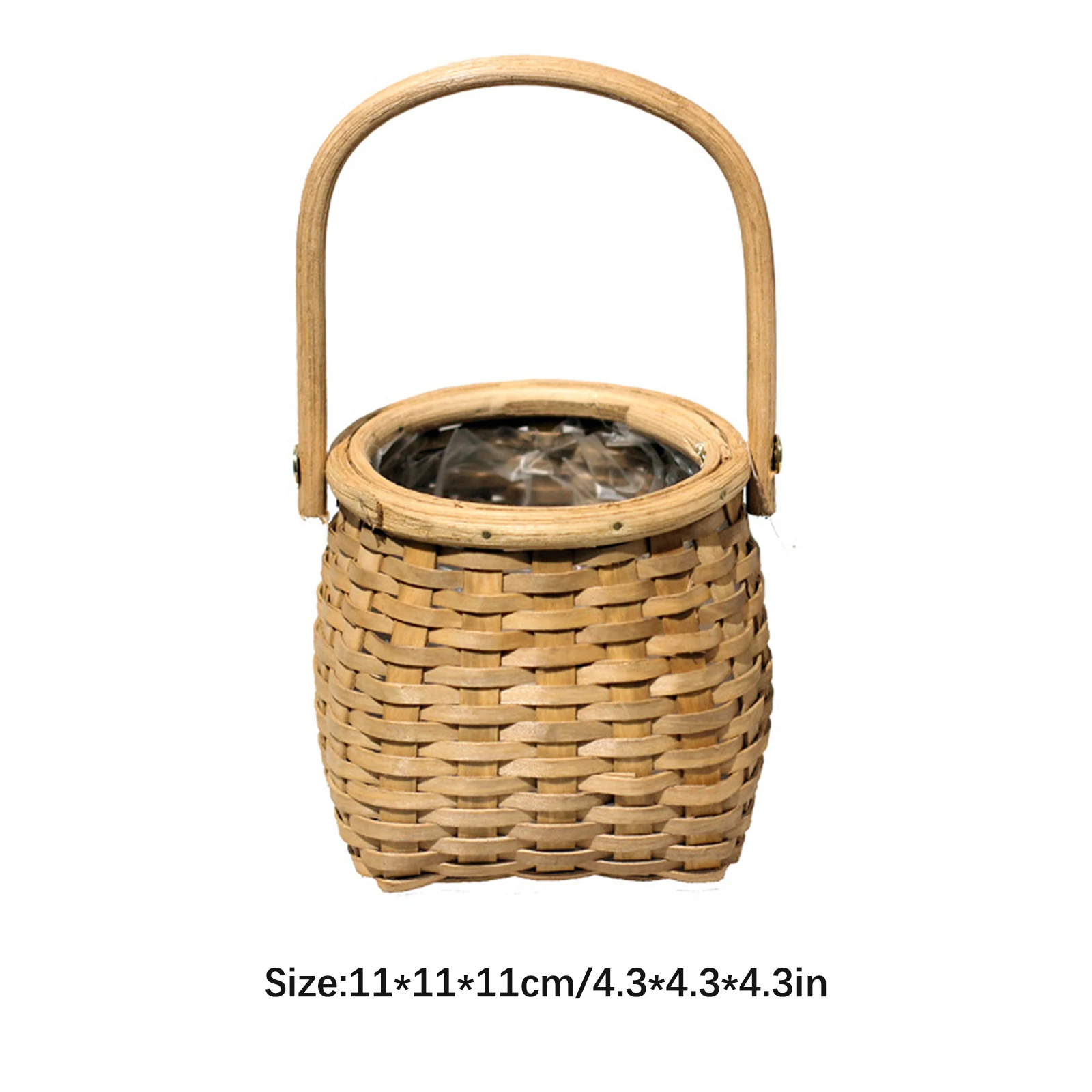 ZK20 Honey-colored hand-woven wood chip basket Teacher's Day Mother's Day Special Flower Basket Children's portable basket 6