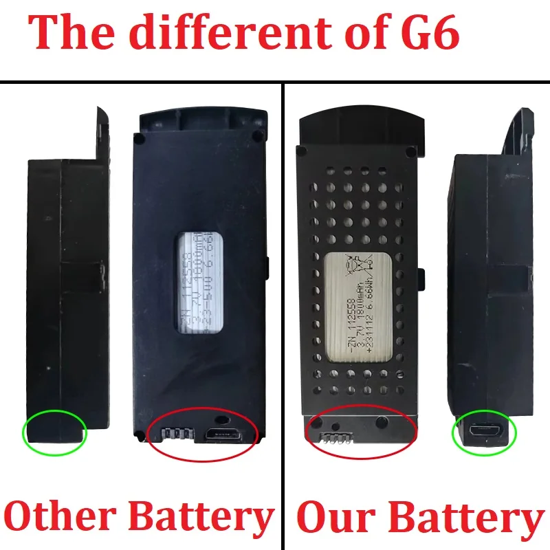Cuifati Sostituzione della Batteria del Drone RC per S6 G6, Batteria al Litio per Aereo RC da 3,7 V 3000 mAh, per Batteria di Ricambio per Mini Drone Pieghevole S6 G6