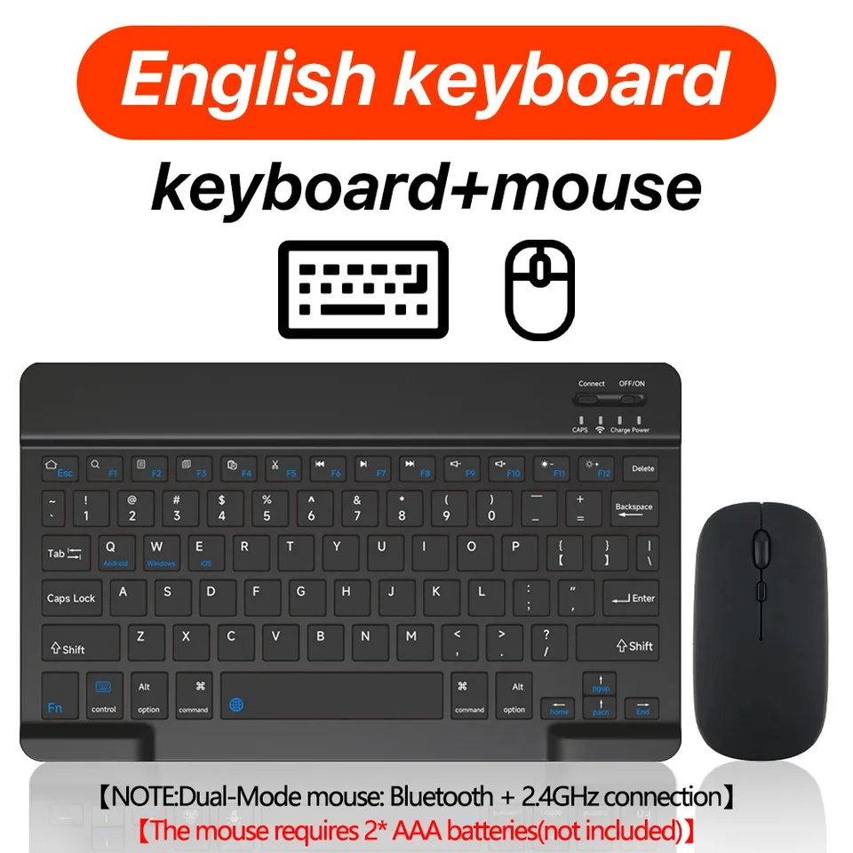 SOPPY Tastiera e Mouse Bluetooth Portatili, Universale Ricaricabile per Tablet, Wireless per iPad/Samsung Tab/Lenovo Tab/iOS/Android/Windows, Layout Italiano (Bianco