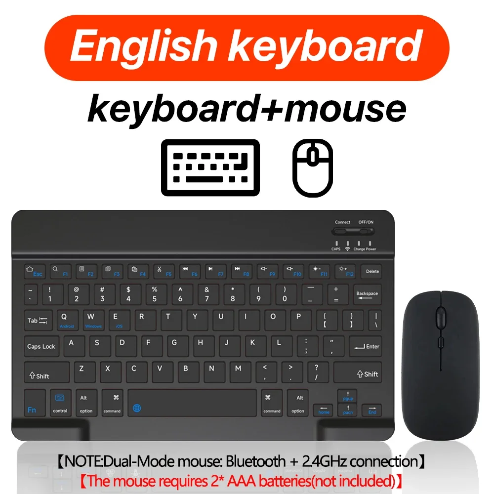 thumbnail image 1 of Teclado y ratón inalámbricos compatibles con Bluetooth para Android, Windows, tabletas, iPad, PC, teclado, ratón inalámbrico, teclado para juegos, 1 of 4