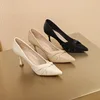 High Heeled Shoes for Women 2023 New Pointed Toe Gentle White Working Shoes Spring and Autumn Single Shoes 40 Zapatos De Mujer 1