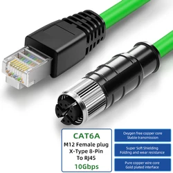 Waterproof High - Flexibility Industrial Ethernet Cable with STP Shielding - 0.5m (8Pin X - Female - RJ45)