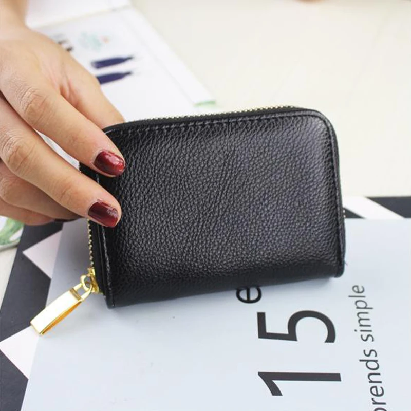 Fashionable New Multi Slot Card Seat Retro Women's Coin Bag Solid Color Zipper Wallet