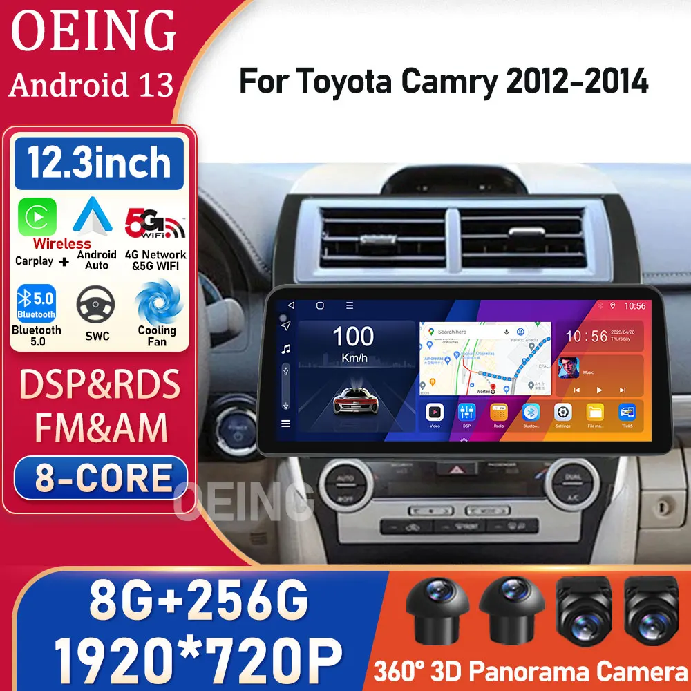 

1920*720 QLED экран для Toyota Camry 2012 - 2014 Android автомобильный мультимедийный видеоплеер GPS Радио беспроводной Carplay экран Камера