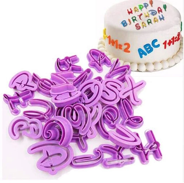 26 Alphabet Mold for Cake Fondant - Biscuit Cutter and Embosser Stamp  Letters for Cake Decorating Pink Fondant Stamp Set - DIY Big Plastic Cookie