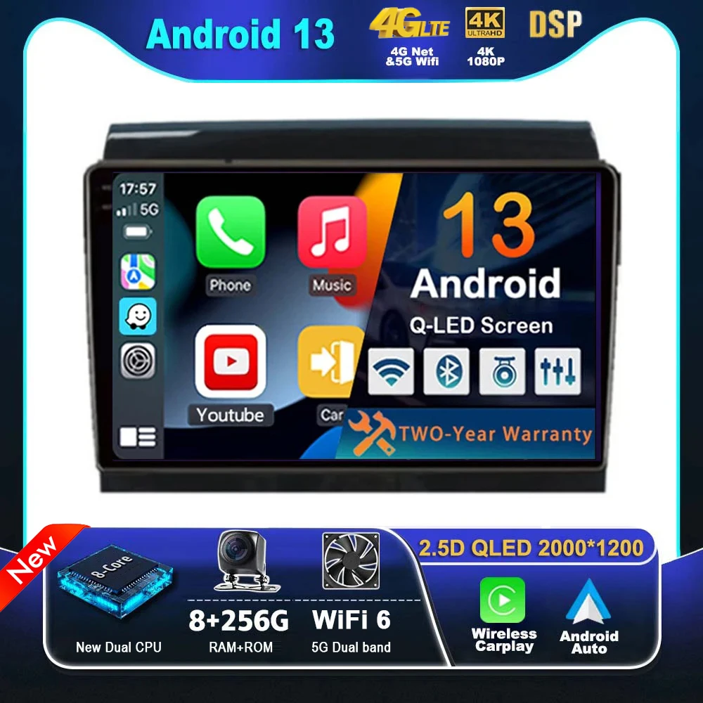 Android 13 Carplay Auto Per Fiat Ducato Peugeot Boxer Citroen Jumper 2 2006-2022 Autoradio Lettore Video Multimediale Navigazione 4G