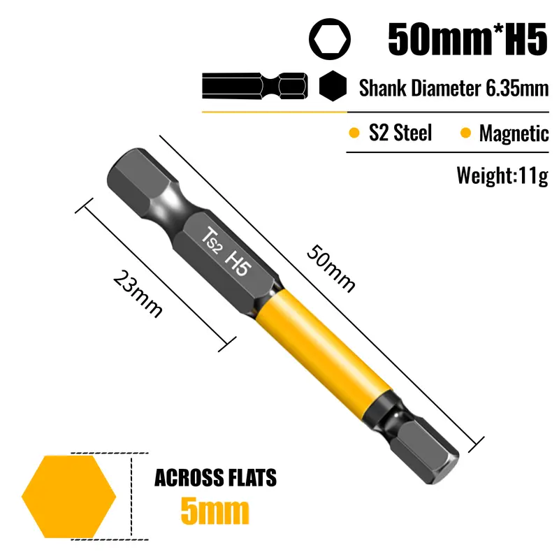 Allen Wrench Drill Bit Hex Driver Bits Set 50/100/150mm H1.5-H10mm with Magnetic Grip and Slip Design for Secure Screw Holding - Image 15