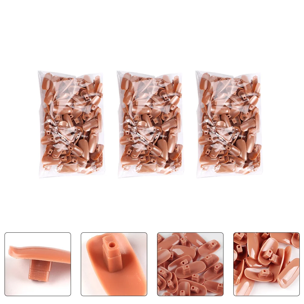 

300 Pcs Manicure Practice Nails Fake Fingernails Training Bagged Designs Plastic