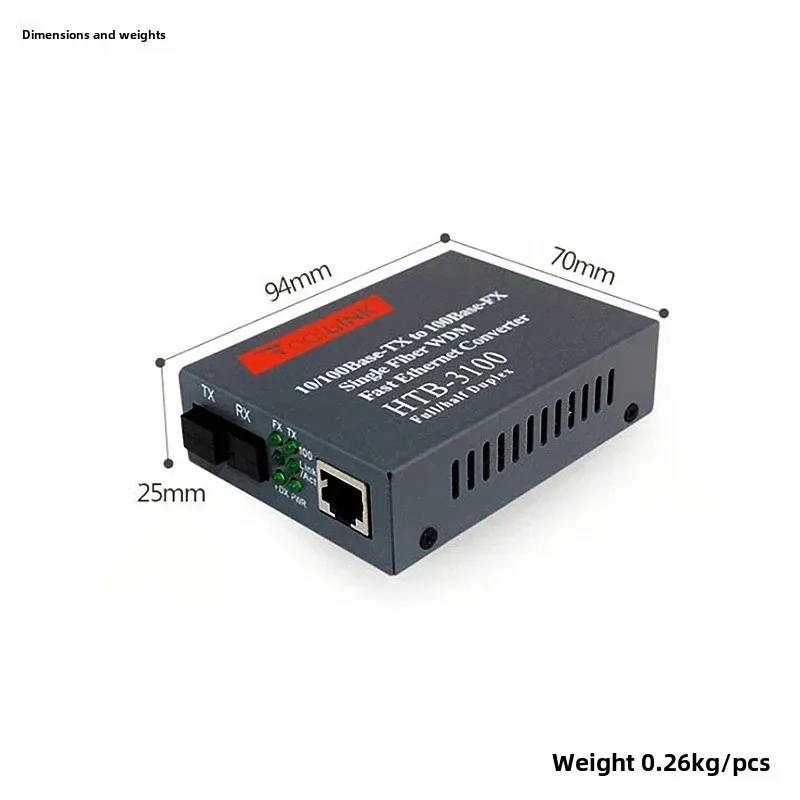HTB-3100 SC Single Mode Single Fiber 100M Fiber Optic Transceiver Converter 20km Pair for Telecommunications And Networking