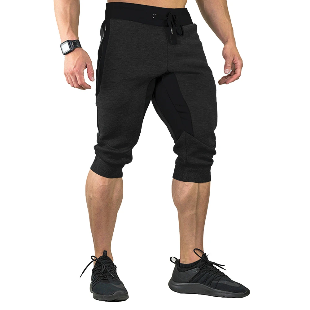 Summer Men's Casual Cotton Shorts Running Workout Joggers Sweatpants  Jogging Sport Capri Pants Mesh Below Knee 3/4 Gym Shorts 3
