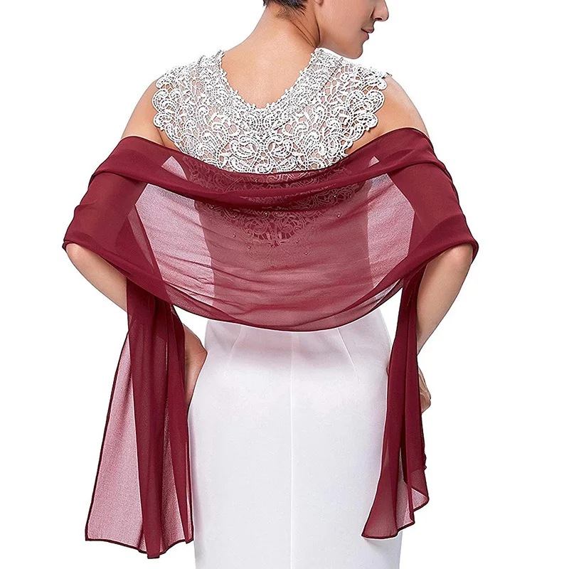 Korean Solid Color Transparent Chiffon Silk Scarf Summer Beach Towel Sunscreen Shawl Women Wedding Evening Party Dress Scarf R21 5