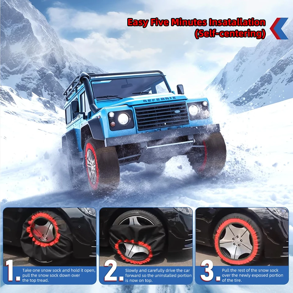 Car Snow Sock Tire Textile Snow Chains Fabric Car Chains Gloves 1 Pairs SUV Truck Pickup Winter Emergency Accessories