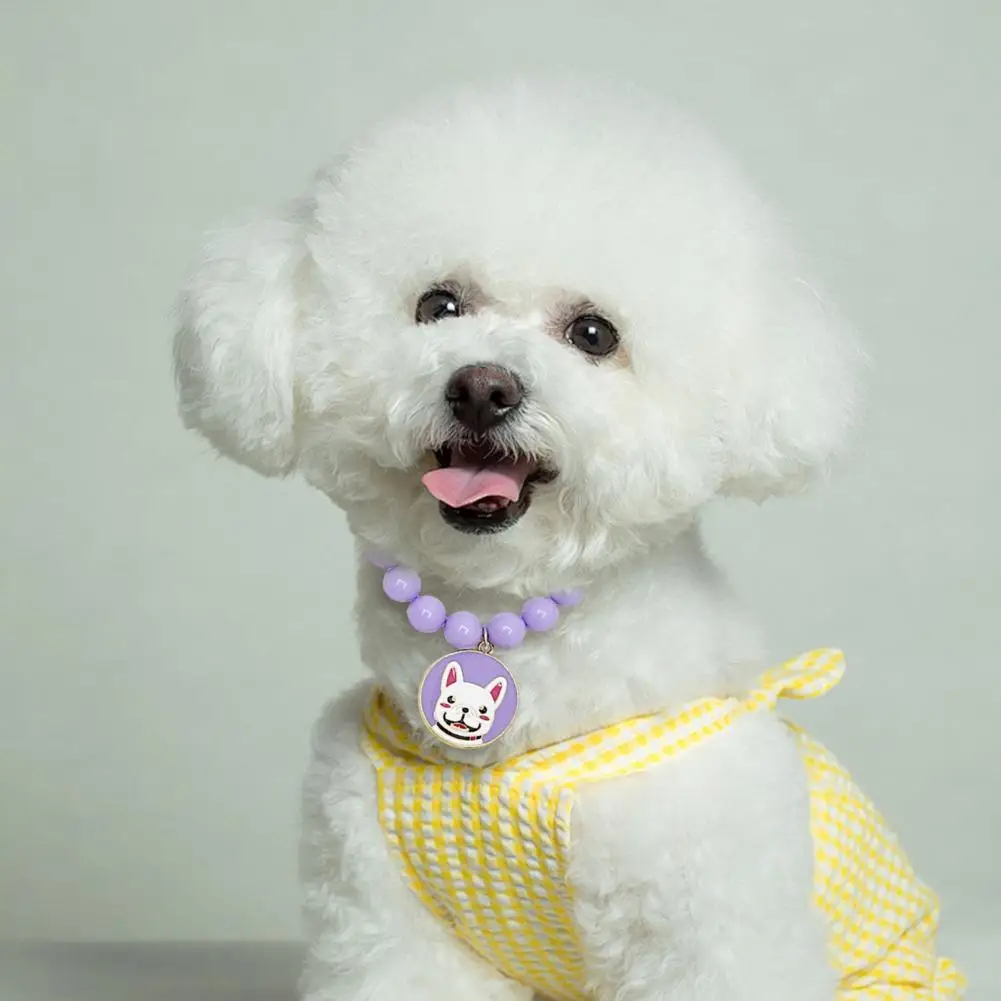 Faux Pearl Decorated Pet Necklace Beaded Pet Necklace Stylish Collar for Small Dogs Non-fading Pearl Jewelry for Dressing