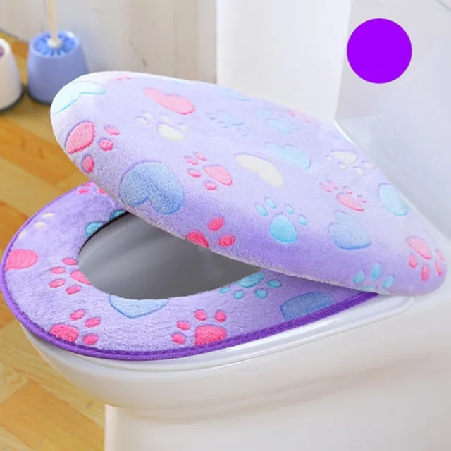 Vastag Korall Bársony Luxus Wc Ülés Fedele Lágy Meleg, Egy / Kétrészes Wc-Tok Vízálló Fürdőszoba Borítás - Image 3