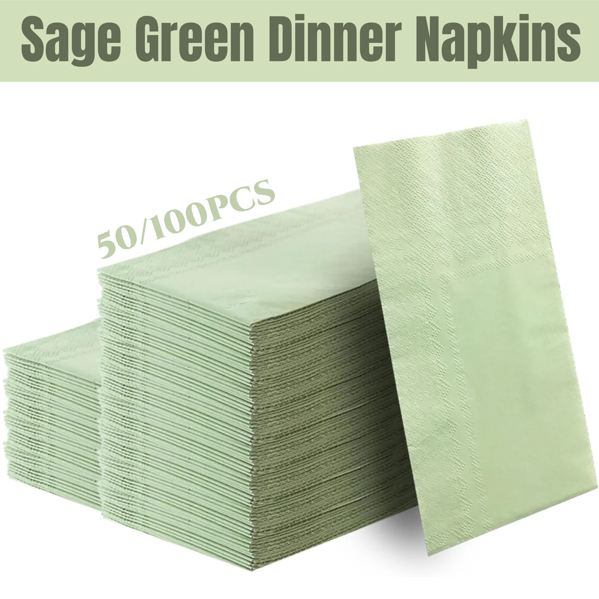 50/100PCS 2-ply Sage Green Dinner Napkins Cocktail Napkins Soft Hand Towel Wedding Birthday Party Baby Shower 13x15.75 Inch paper napkins cotton napkins linen napkins satin napkins polyester napkins disposable paper napkins