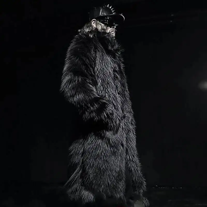 PFHQ Men's Faux Fur Coat Thickened Cotton Warm Darkwear